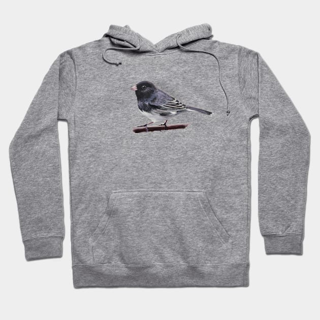 Dark Eyed Junco (perched) bird painting Hoodie by EmilyBickell